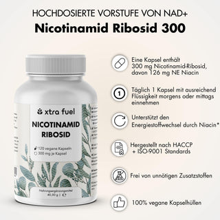 Nicotinamide riboside 300 - precursore del NAD+ - niacina per l'energia e la vitalità delle cellule*.