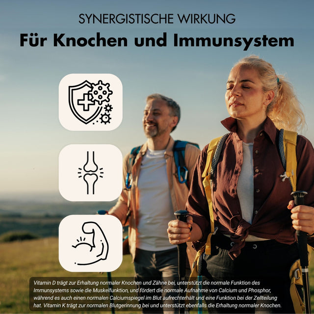 Compresse di vitamina D3 + K2 - 20.000 U.I. + 200mcg - 100% puro e altamente dosato