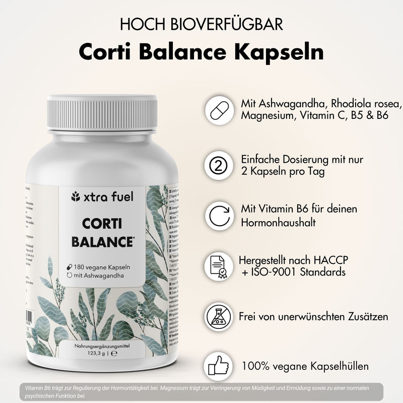 Capsule di cortisolo* - Corti Balance* - miscela di nutrienti con ashwagandha, rodiola e vitamina B6