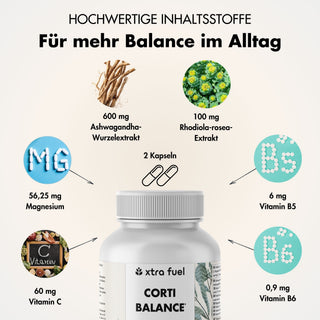 Capsule di cortisolo* - Corti Balance* - miscela di nutrienti con ashwagandha, rodiola e vitamina B6