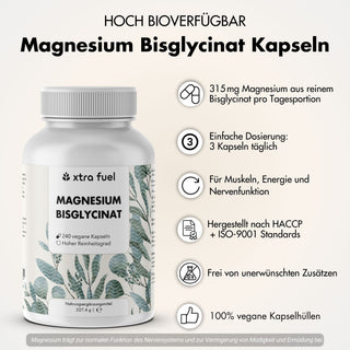 Magnesio bisglicinato - formula chelata con 315 mg di magnesio elementare