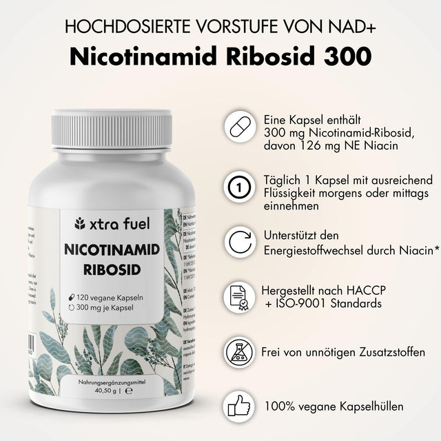 Nicotinamide riboside 300 - precursore del NAD+ - niacina per l'energia e la vitalità delle cellule*.